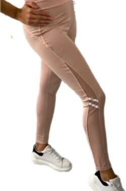 Sportlegging – Dames – Highwaist – Maat L-XL 40-42 – Yoga legging – Kleur Rose – doorzichtig stukje benen.