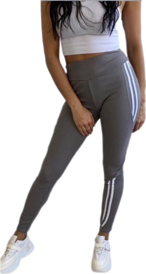 Sportlegging - Dames - Highwaist - Maat S-M 36-38 - Yoga legging - Grijs - doorzichtig stukje benen.