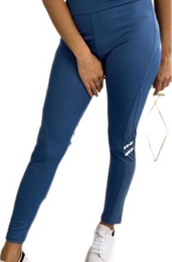 Sportlegging – Dames – Highwaist – Maat S-M 36-38 – Yoga legging – Kleur Blauw – doorzichtig stukje benen.