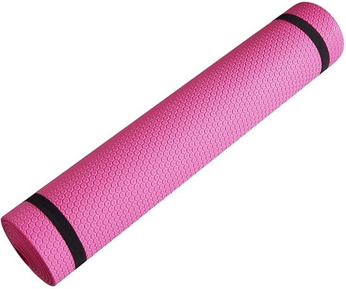 Team Bicep Yoga Mat - Roze - 3mm - Antislip Fitness Mat voor Yoga - Incl. Straps voor opslag en transport