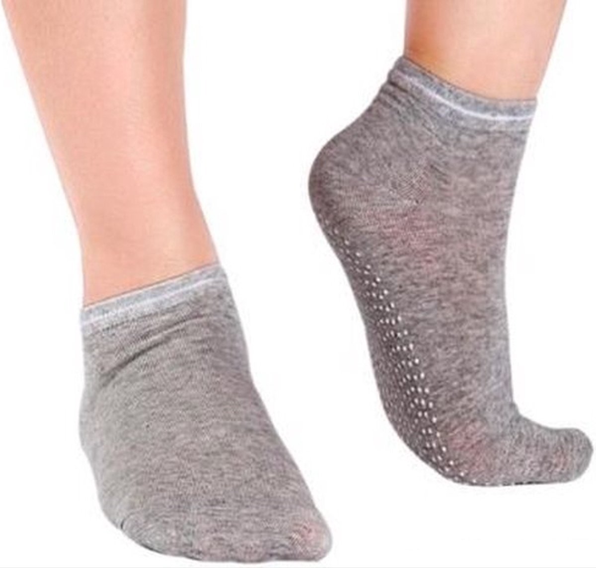 *** 2 paar Antislip Yoga-sokken(35 t/m 40) - Dichte Tenen, grijs- Goede grip - van Heble® ***