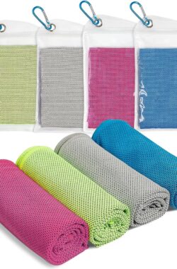 4 stuks koelhanddoek fitnesshanddoek koelhanddoek voor onmiddellijke koeling met 4 waterdichte tanden microvezel sporthanddoek voor campers, wandelen, yoga, golfen, stimulerend, binnen en buiten, 30 x 100 cm