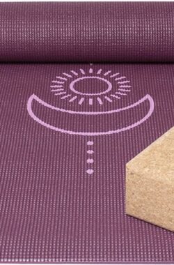 Basispakket yogamat en blok – balance donkerpaars