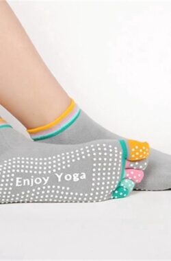 CHPN – Yogasokken – Sportsokken – Yoga – Antislip – Grijs met gekleurde tenen – Vrolijke gekleurde sokken – Sokken – Yogasok – Teensokken – 36-39