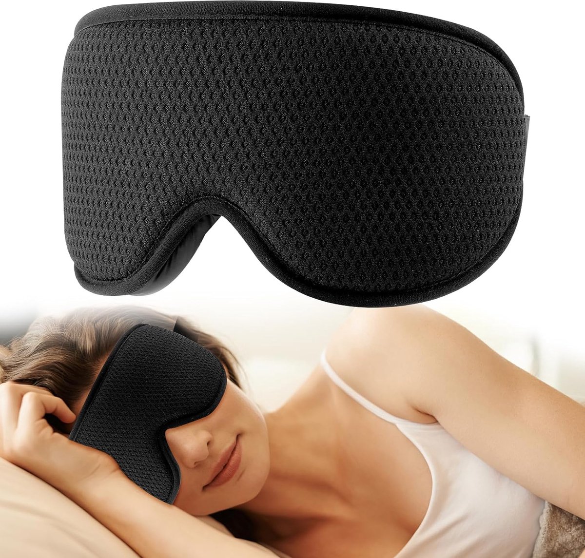 DiverseGoods Slaapmasker, 3D-contourbeker, blinddoek, blokkeert licht, slaapmasker, zacht oogmasker, ademende oog-slaapbescherming met verstelbare riem voor slapen, reizen, yoga