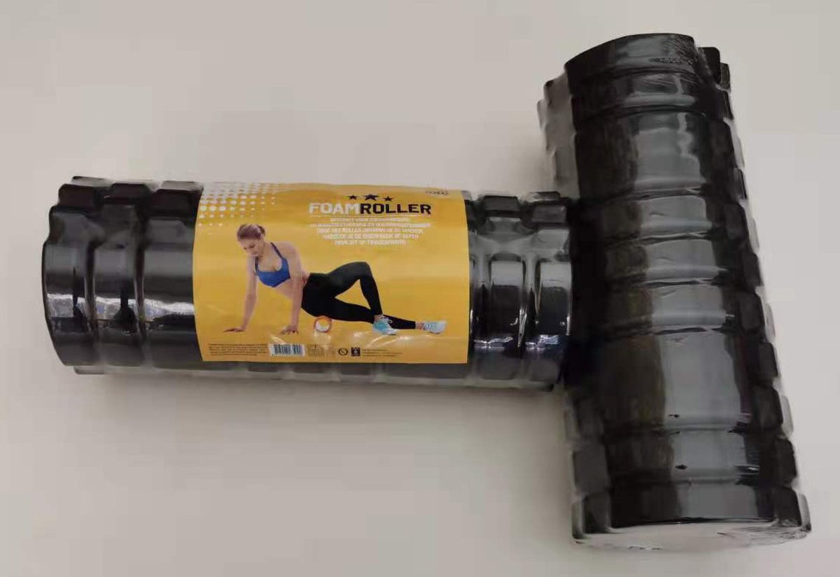 Foam roller - Foamroller - zwart - 33 cm x Ø 13,5 cm - foamrol - triggerpont massage