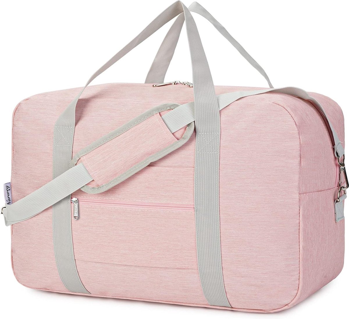 Handbagagetas voor vliegtuig, opvouwbare reistas voor dames, weekendtas, sporttas, handbagage, koffer, groot, roze, roze