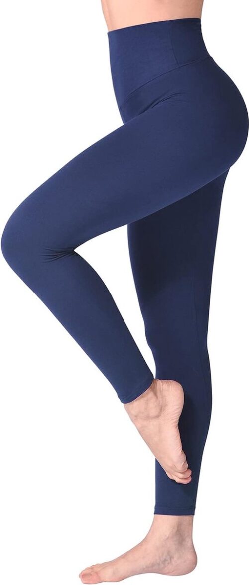 Legging met Hoge Taille voor Vrouwen - Boterachtig Zacht Niet Transparante Legging Voor Buikcontrole, Plus-maat Workout Gym Yoga Rekbare Broek - kleur marineblauw - maat S,M