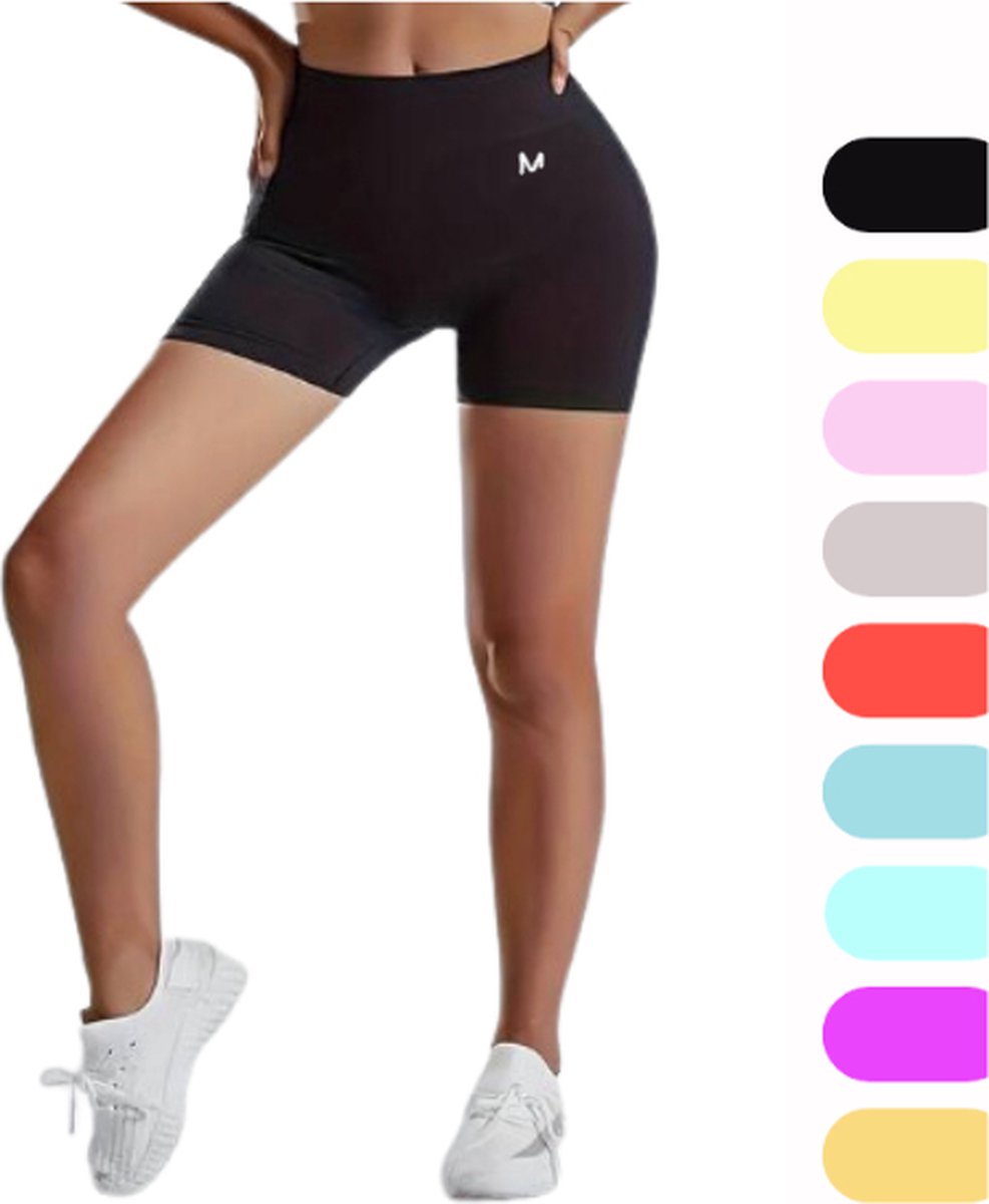 Muendo | Sportlegging | Korte Broek | Korte Legging | Hoge Taille | Squatproof | Yoga Fitness | Dames Sportkleding | Hardloopbroek | Sportbroek | Short | Scrunch bum | Seamless