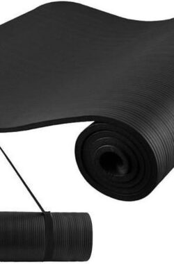 Nicegoodz – Yogamat – Yoga mat – Fitnessmat – 1 cm dik – Met draagriemen – Zwart
