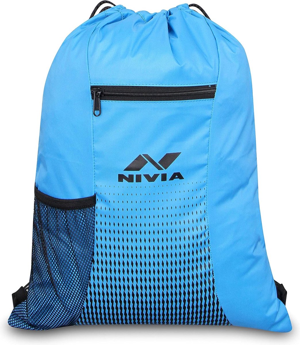 Nivia String Gym Drawstring Bag | Running | Polyester (Sky Blue, Standard) Yoga | Shopping | Hiking | Camping |Small Backpack | Dori | Kit | Waterproof | Sports Bag | Lightweight