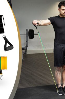 Rebblo – Home Workout Set – 10-delig – Weerstandsbanden – Enkelbanden – Handvaten – Deuranker – Fitness Set Incl. Opbergtas – 2/3/4/5/6 kg