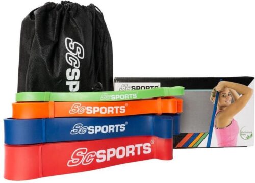 ScSPORTS® Weerstandsbanden - Set van 4 - 208 cm - Weerstand ca. 6,75 tot 56 kg - Resistance bands - Fitness elastiek