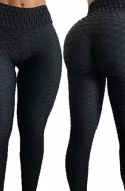 Sportlegging-Yoga -Scrunch Butt-High Waist- Absorberend- Anti Cellulite Legging-Gym Sports -Legging Fitness Wear-Zwart- maat S