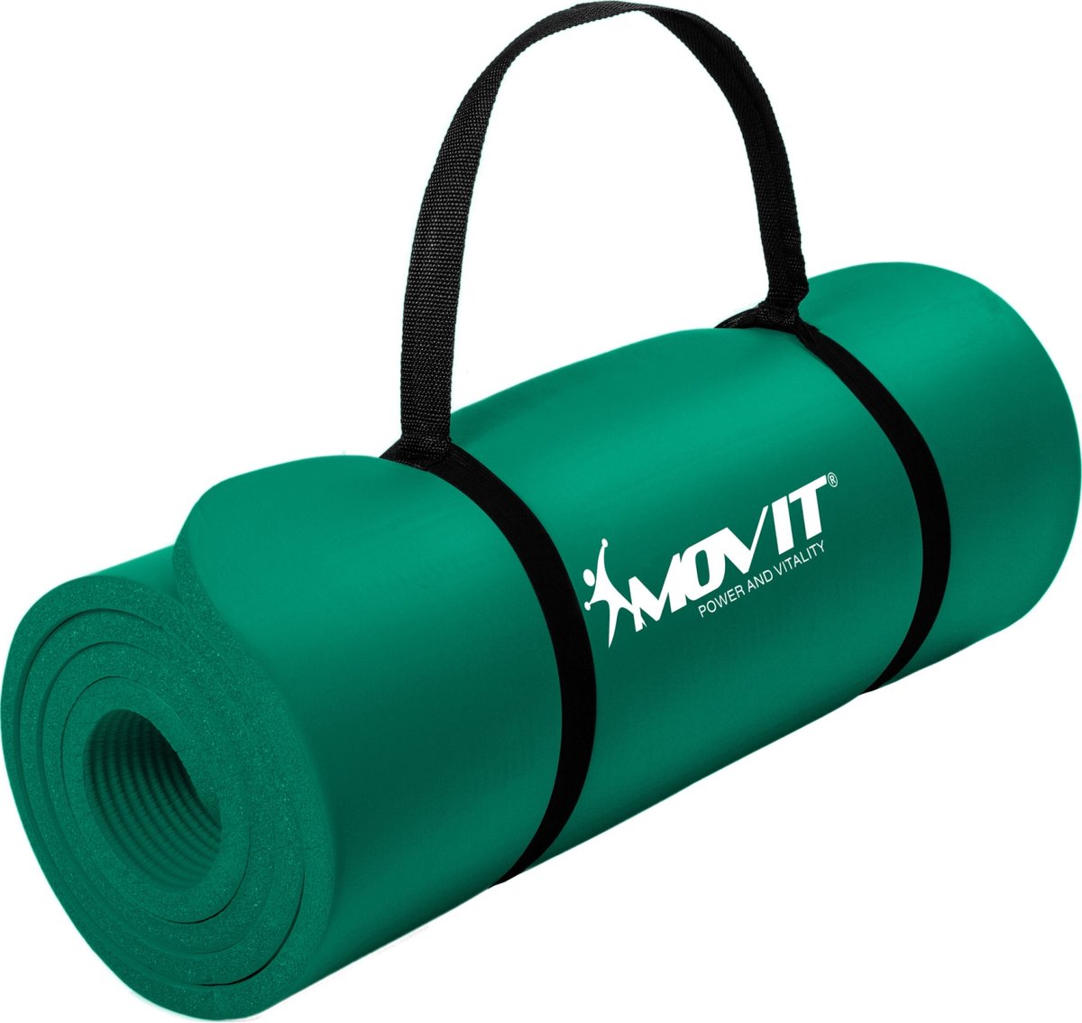 Yoga mat - Yogamat - Fitness mat - Sport mat - Fitness matje - Pilates mat - Oprolbaar - Inclusief handgreep - 183 x 60 x 1 cm - Donkergroen