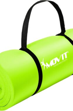 Yoga mat – Yogamat – Fitness mat – Sport mat – Fitness matje – Pilates mat – Oprolbaar – Inclusief handgreep – 183 x 60 x 1 cm – Limoen