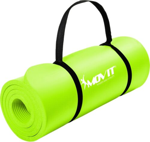 Yoga mat - Yogamat - Fitness mat - Sport mat - Fitness matje - Pilates mat - Oprolbaar - Inclusief handgreep - 183 x 60 x 1 cm - Limoen