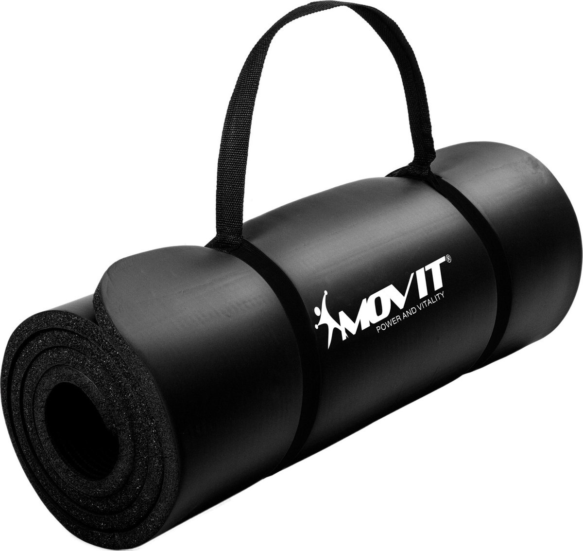 Yoga mat - Yogamat - Fitness mat - Sport mat - Fitness matje - Pilates mat - Oprolbaar - Inclusief handgreep - 190 x 60 x 1.5 cm - Zwart
