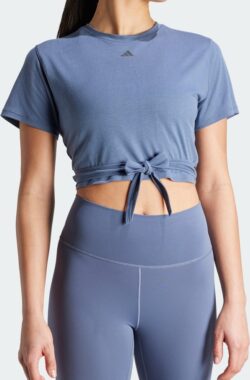 adidas Performance Yoga Studio Wrapped T-shirt – Dames – Blauw- XL