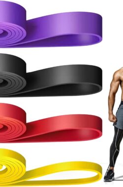 fitnessbanden, weerstandsbanden set met 4 verschillende niveaus, weerstandsbanden, elastieksporten, gymnastiekband, trainingsbanden, fitnessband voor krachttraining, Pilates, yoga voor mannen en vrouwen