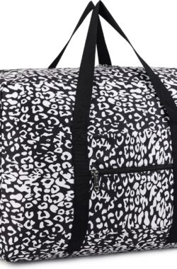 pvouwbare duffeltas, reistas, lichte sporttas, handbagage voor weekends, heren en dames, Zwart luipaard (40 l), zwart luipaard (40 liter)