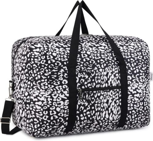 pvouwbare duffeltas, reistas, lichte sporttas, handbagage voor weekends, heren en dames, Zwart luipaard (40 l), zwart luipaard (40 liter)