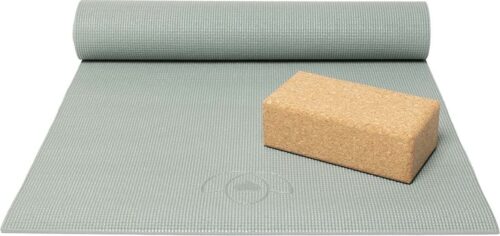 Basispakket yogamat en blok - asgroen