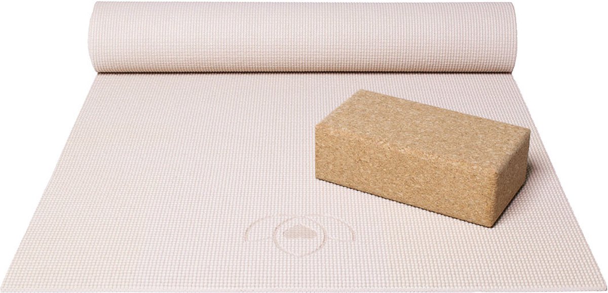 Basispakket yogamat en blok - sand