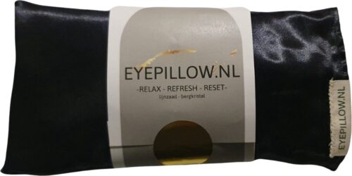 Eyepillow black satin rozenkwarts & lavendel