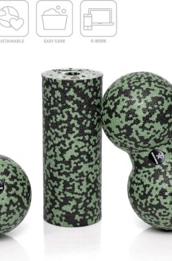 Fascia miniset zwart-midnight green – mini fascia-rol L15xD6cm, bal D8cm en duobal D8cm in set