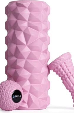 Fasciarol, fasciarollenset met fasciarol met 3D-textuurmassage/fasciarol klein/fasciabal, EVA-schuimroller voor yoga, pilates, diepe spiermassage (roze)