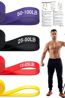 Bastix – Fitnessbanden, weerstandsbanden weerstandsniveau 5-100LB, weerstandsbanden voor krachttraining, pilates, fysiotherapie, yoga, optrekhulp, geschikt voor mannen en vrouwen