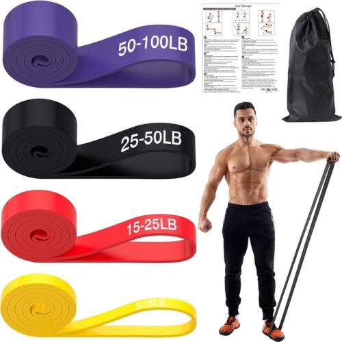 Fitnessbanden, weerstandsbanden weerstandsniveau 5-100LB, weerstandsbanden voor krachttraining, pilates, fysiotherapie, yoga, optrekhulp, geschikt voor mannen en vrouwen