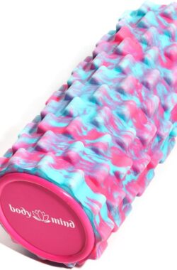 Foamroller – te gebruiken voor zelfmassage en spier- en bindweefseltraining – 33 x 14,5 cm – (Roze-Blauw)