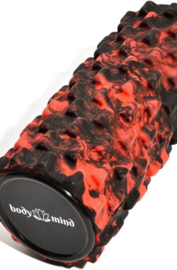 Foamroller – te gebruiken voor zelfmassage en spier- en bindweefseltraining – 33 x 14,5 cm – (Zwart-Rood)