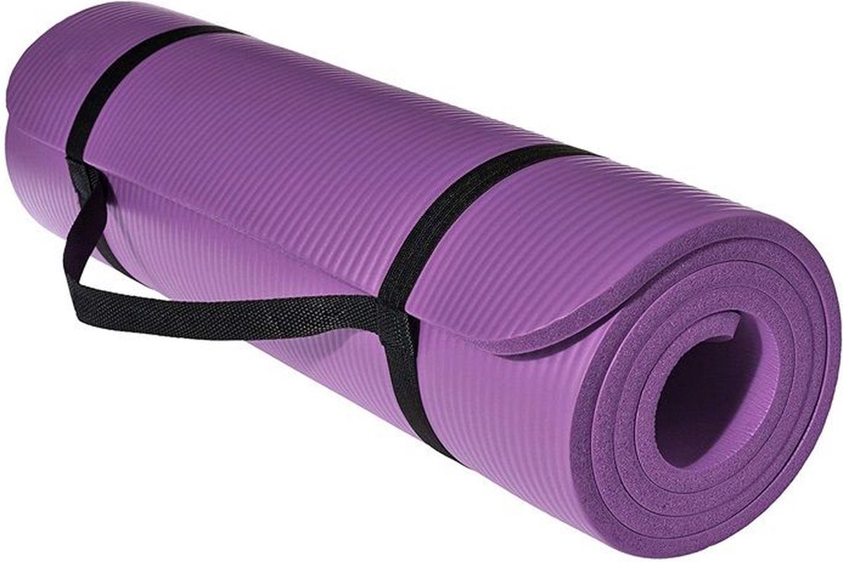 ForzaFit yoga mat met draagriem - Extra dik 12 mm - Paars