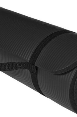 ForzaFit yoga mat met draagriem – Extra dik 12 mm – Zwart