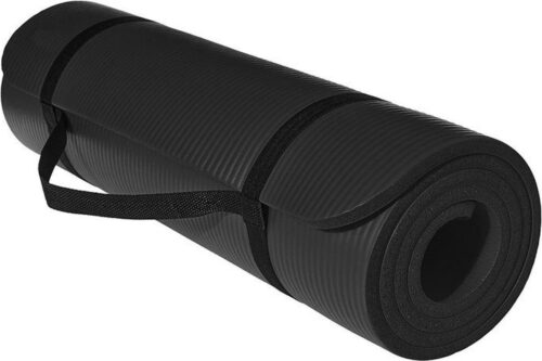 ForzaFit yoga mat met draagriem - Extra dik 12 mm - Zwart
