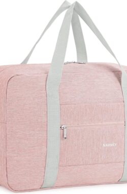 Handbagagetas voor vliegtuig 55 x 40 x 20 cm / 45 x 36 x 20 cm Opvouwbare reistas Overnachting Weekend Dameshandbagage Sporttas Koffer 25L met schouderriem, roze (met schouderband)