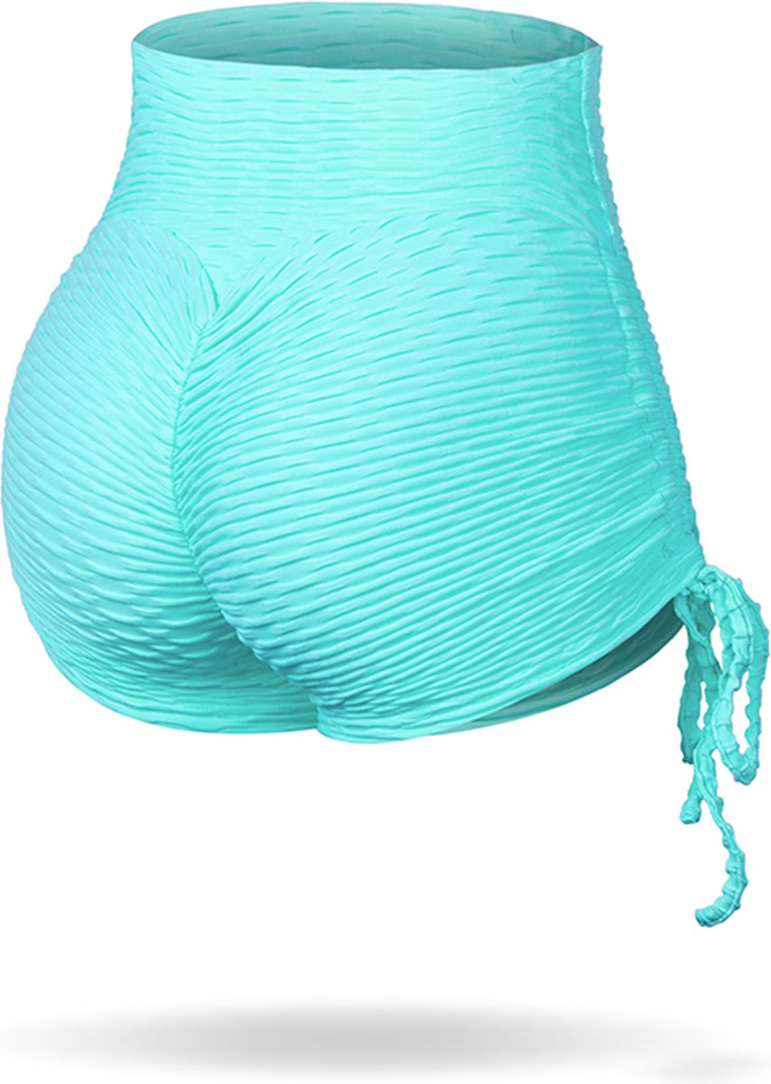 Hot Girl Summer Shorts - Sport short dames - Booty shorts - Curacao Blue - Yoga broek dames - Sport legging dames - Licht blauw - S