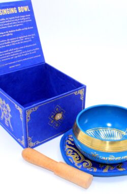 Medicijn Boeddha Klankschaal Set – Blauw – Messing – 13x8cm – 500 Gram