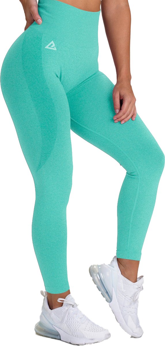Mewave - Sportlegging turquoise - Dames - Sportbroek - Sportkleding - Yoga legging - Hardloopbroek - Tiktok - Fitness - Maat L