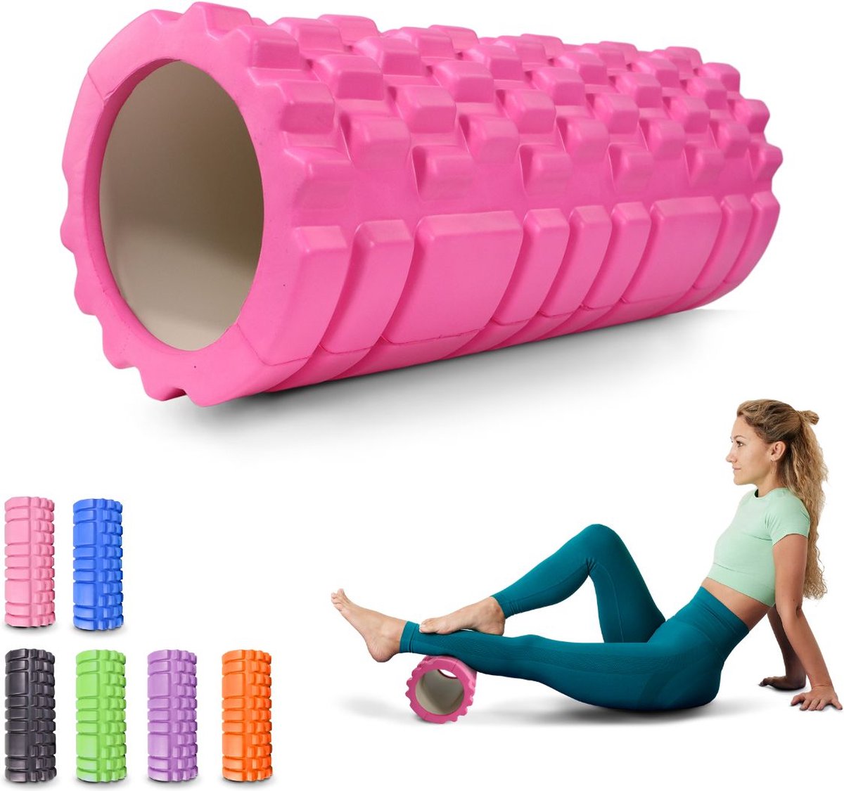 Mobiclinic® FitRoller - Foam Roller - Schuimroller en EVA-schuim - 14x33 cm - Pilates - Yoga - Rekoefeningen - Draagbaar - Multifunctioneel gebruik - Voor het hele lichaam - 3 Intensiteitsniveaus - Diverse Kleuren