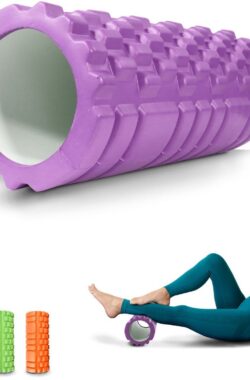 Mobiclinic® FitRoller – Foam Roller – Schuimroller en EVA-schuim – 14×33 cm – Pilates – Yoga – Rekoefeningen – Draagbaar – Multifunctioneel gebruik – Voor het hele lichaam – 3 Intensiteitsniveaus – Paars