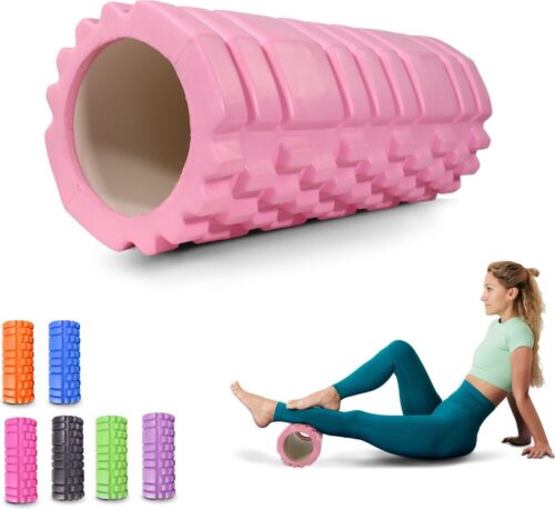 Mobiclinic® FitRoller - Foam Roller - Schuimroller en EVA-schuim - 14x33 cm - Pilates - Yoga - Rekoefeningen - Draagbaar - Multifunctioneel gebruik - Voor het hele lichaam - 3 Intensiteitsniveaus - Bubblegum roze