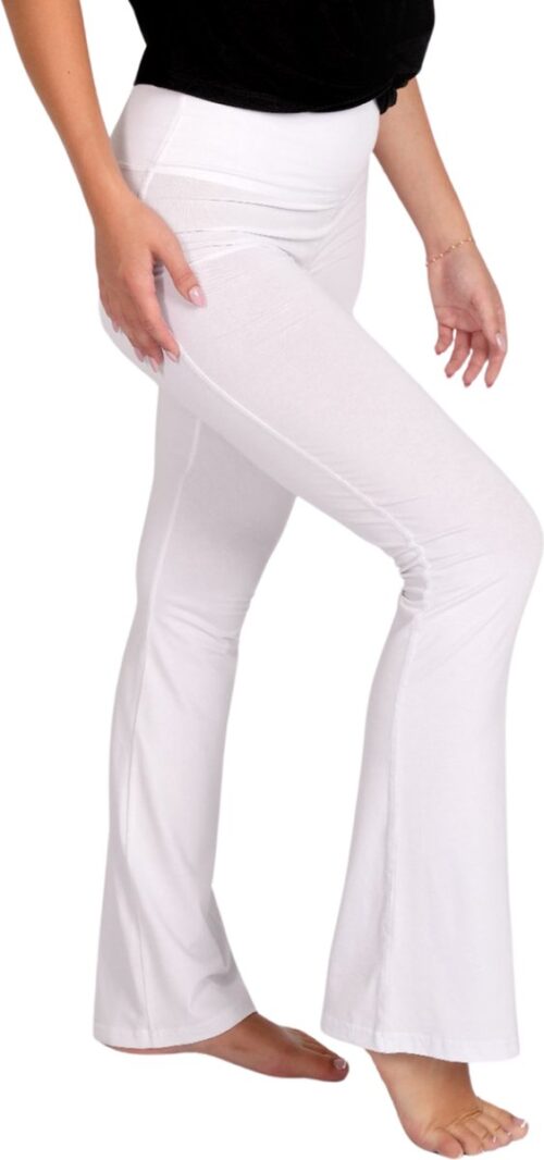 Namastae® Yoga legging dames hoge taille | Yogabroek | Licht uiteenlopend | Wit | Maat 40 | Maat L