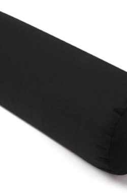 Present Mind® Yin Yoga Bolster – EU Made – Ø20 cm Black Cushion – 100% Natural Bolster w/ Buckwheat Filling – Washable Cover