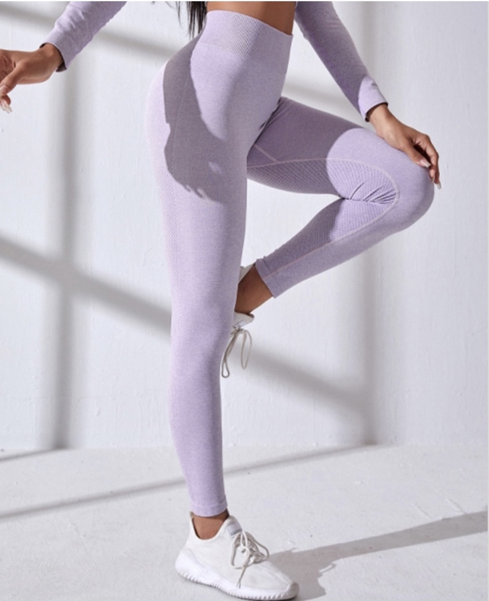 PureSquare - sportset - legging - vest met rits - paars - maat M - fitness - sport - yoga - mode