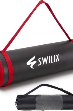 SWILIX ® Yoga Mat – Incl. Draagriem En Draagtas – Extra Groot – Zwart – 190 x 66 x 1.1 cm