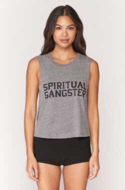 Spiritual Gangster Varsity Yoga Crop Top – Heather Grey